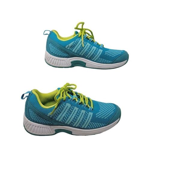 Orthofeet Athletic Shoes Sneakers 7.5 Manmade Upper Turquoise Lime Green Lace-Up - Picture 9 of 11